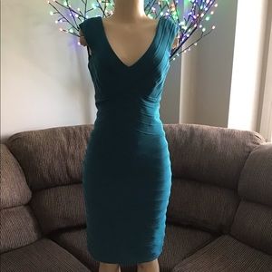 JS Collections Sleeveless V-Neck Teal Bodycon Dress Size 6 👗